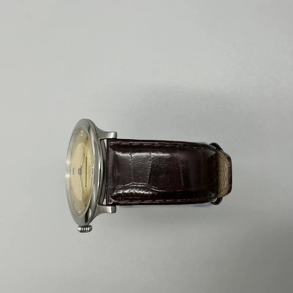 Tommy Bahama Mens Watch 40mm Gold Tone Brown Leather TB1051 Date New Battery